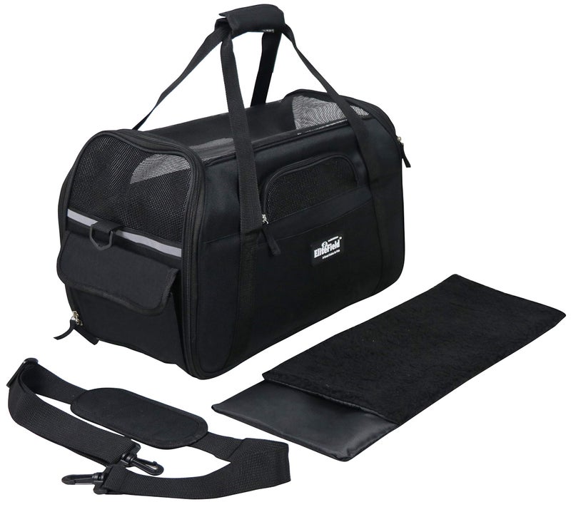 EliteField Soft Sided Pet Carrier (3 Year Warranty, Airline Approved), Multiple Sizes and Colors Available (Medium: 17" L x 9" W x 12" H, Black) - Image 3